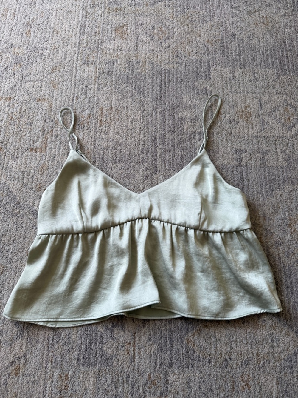 Wilfred Sage Green Peplum Spaghetti Strap Cami